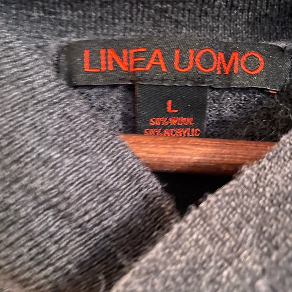 Linea Uomo Meino Wool Sweater Men's large GrY Knit Pullover Mock Neck Sweater - - Picture 3 of 5